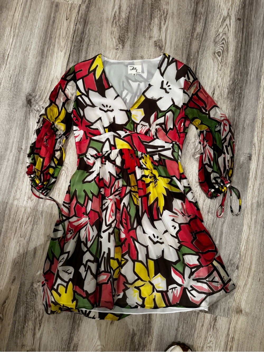 Milly Multicolor Floral Mini Dress - Red, Yellow, Green, White size 4